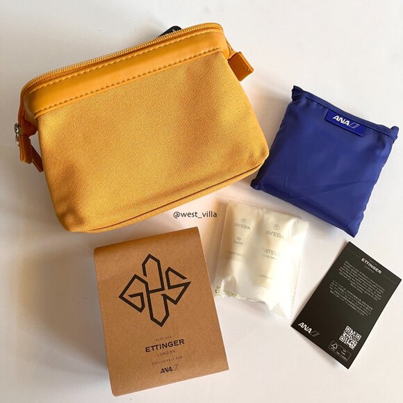 Ettinger London x ANA Airlines with Aveda Amenity Travel Pouch Case Yellow Gold - Picture 8 of 9
